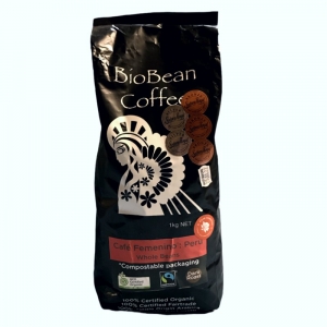 Biobean Organic Café Femenino : Peru Coffee 1kg - Whole Beans