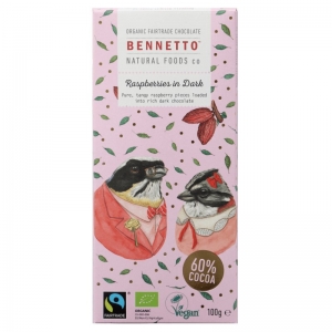Bennetto Organic Chocolate 100g - Raspberries in Dark