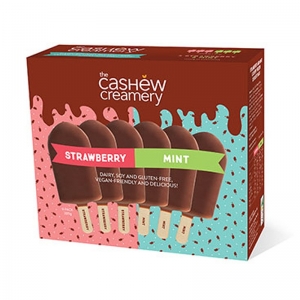The Cashew Creamery Frozen Vegan Ice Cream 6 Pack (6 x 50g) - Mint & Strawberry