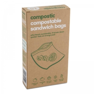 Compostic 100% Home Compostable Resealable Sandwich Bags (15 Bags)