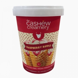 The Cashew Creamery Frozen Vegan Ice Cream Tub 1L - Raspberry Ripple