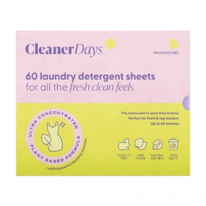 Cleaner Days Laundry Detergent Sheets (60 Pack) - Fragrance Free