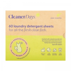 Cleaner Days Laundry Detergent Sheets (60 Pack) - Lemon & Eucalyptus