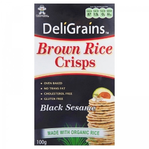 Deligrains Organic Brown Rice Crackers 100g- Black Sesame