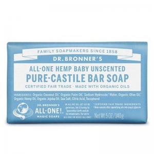 Dr Bronner's Organic Castile Soap Bar Baby Unscented 140g