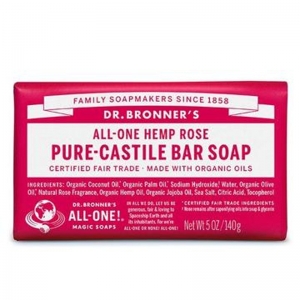 Dr Bronner's Organic Castile Soap Bar Rose 140g