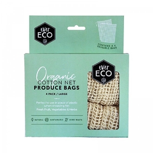 Ever Eco Reusable Organic Cotton Net Produce Bags (4 Pack)