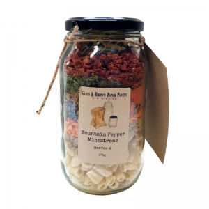 Glass & Brown Paper Pantry Dried Meal Jar 275g - Mountain Pepper Minestrone
