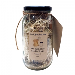 Glass & Brown Paper Pantry Dried Meal Jar 140g - Mee Suah Thin Noodle Broth