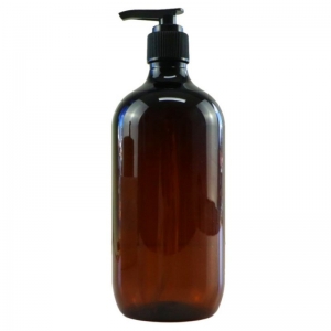 Eumarrah Reusable Amber Glass Bottle with Lotion Pump 500ml