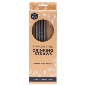 Ever Eco Stainless Steel Drinking Straw Silver (4 Pack)